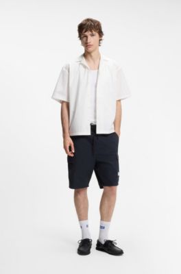 Shorts relaxed fit in ripstop di cotone, Blu scuro