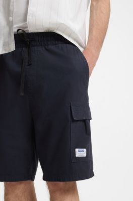 Shorts relaxed fit in ripstop di cotone, Blu scuro