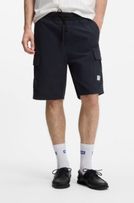 Shorts relaxed fit in ripstop di cotone, Blu scuro