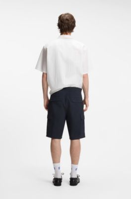 Shorts relaxed fit in ripstop di cotone, Blu scuro