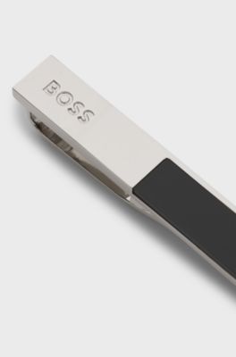 Conjunto de gemelos y alfiler de corbata con apliques de esmalte, Negro