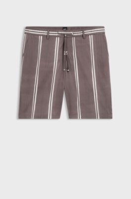 Stretch-cotton shorts with printed pattern, Purple Patterned