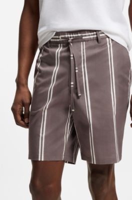Stretch-cotton shorts with printed pattern, Purple Patterned