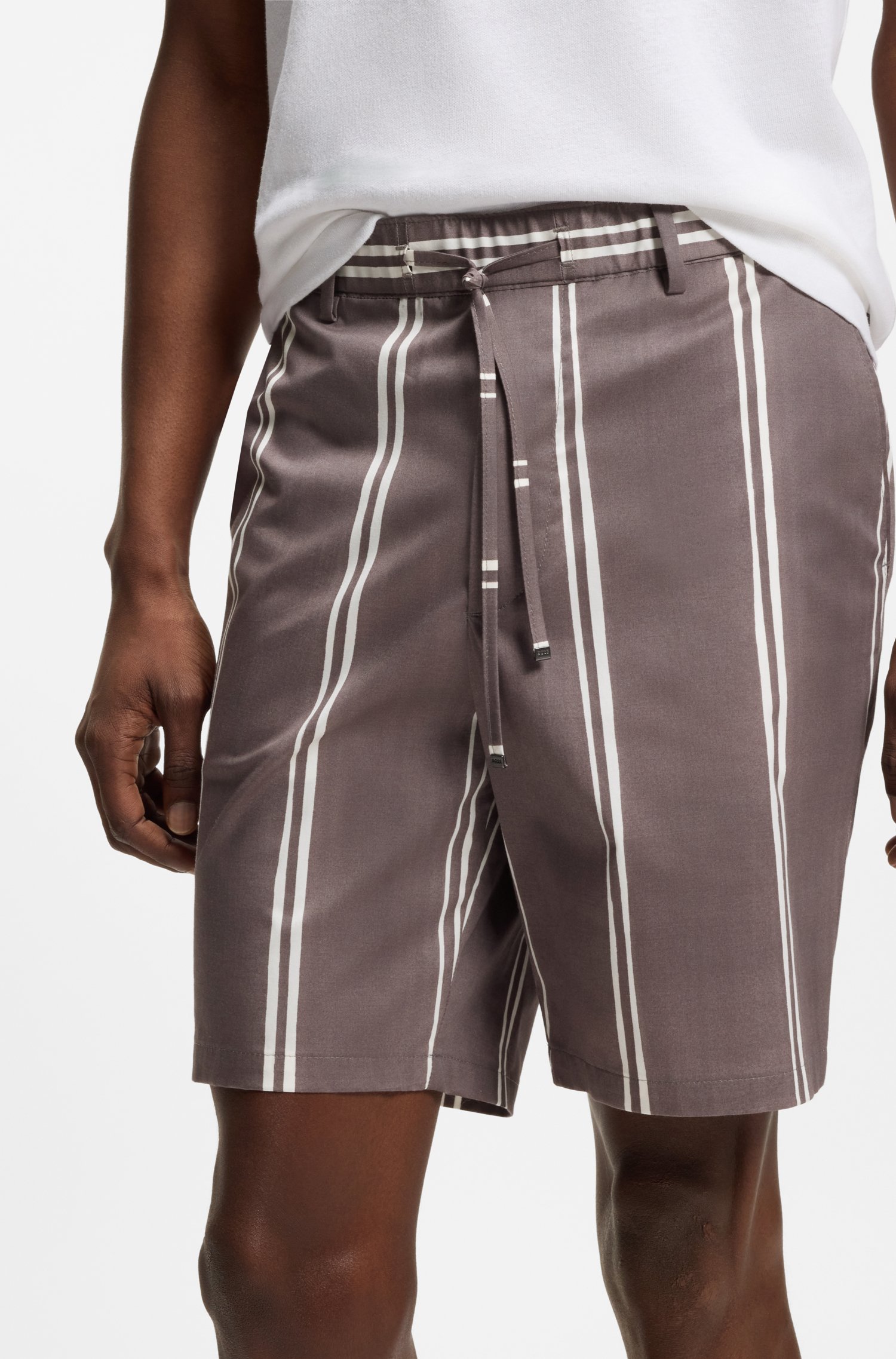 Boss Stretch-cotton shorts with printed pattern herr – bild 3