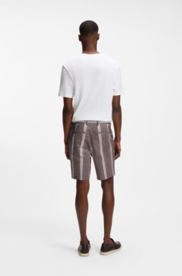 Stretch-cotton shorts with printed pattern, Purple Patterned