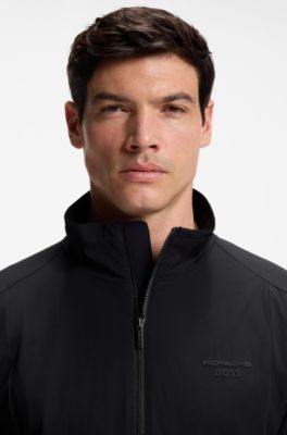 Porsche x BOSS tracksuit set in water-repellent stretch dobby, Black