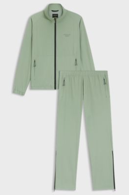 Porsche x BOSS tracksuit set in water-repellent stretch dobby, Light Green