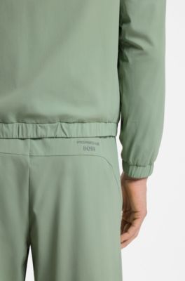 Porsche x BOSS tracksuit set in water-repellent stretch dobby, Light Green