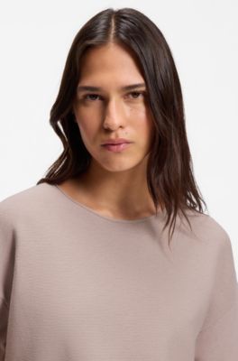 Relaxed-fit sweater in cotton and virgin wool, light pink