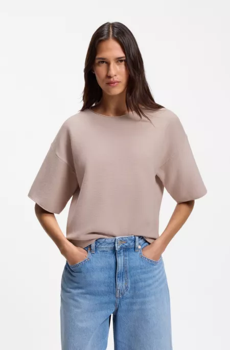 Relaxed-fit sweater in cotton and virgin wool