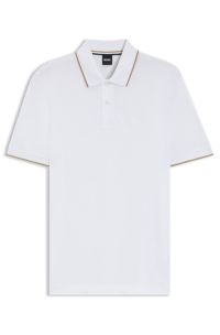 Regular-fit polo shirt in cotton piqué, White