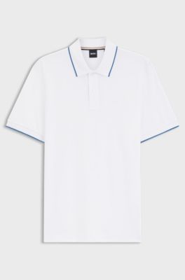 Polo van katoenpiqu&eacute; met logostiksel, Wit