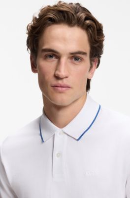 Polo van katoenpiqu&eacute; met logostiksel, Wit