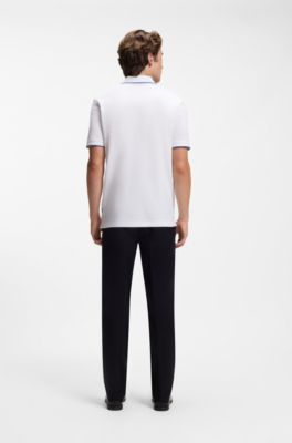 Polo van katoenpiqu&eacute; met logostiksel, Wit