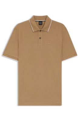 Regular-fit polo shirt in cotton piqu&eacute;, Beige