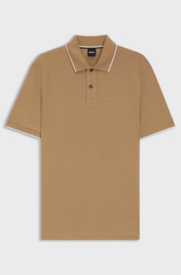 Regular-fit polo shirt in cotton piqu&eacute;, Beige
