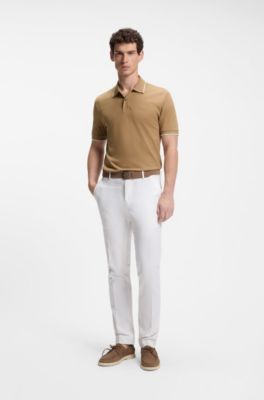 Polo in piqu&eacute; di cotone con logo ricamato, Beige