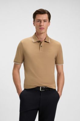 Regular-fit polo shirt in cotton piqu&eacute;, Beige