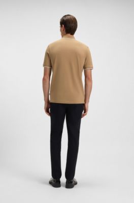 Regular-fit polo shirt in cotton piqu&eacute;, Beige