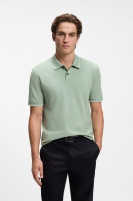 Polo en piqu&eacute; de coton &agrave; logo brod&eacute;, Chaux