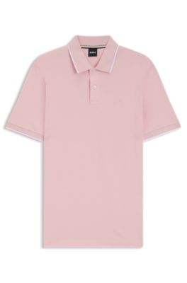 Regular-fit polo shirt in cotton piqu&eacute;, light pink
