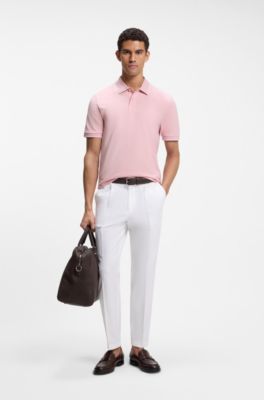 Polo en piqu&eacute; de coton &agrave; logo brod&eacute;, Rose clair