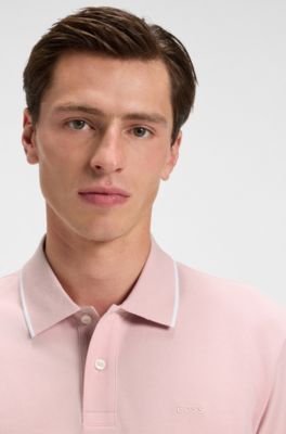 Regular-fit polo van katoenpiqu&eacute;, Lichtroze