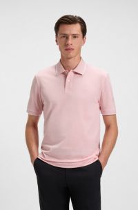 Regular-fit polo van katoenpiqué, Lichtroze