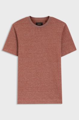 Moulin&eacute;-structured T-shirt in cotton, linen and silk, Red
