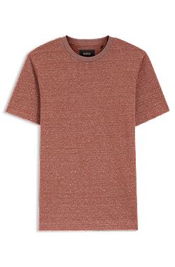 Strukturiertes Mouliné T-Shirt aus Baumwolle, Leinen und Seide