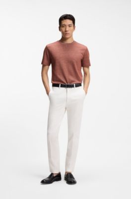 Moulin&eacute;-structured T-shirt in cotton, linen and silk, Red