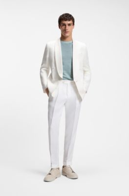 Moulin&eacute;-structured T-shirt in cotton, linen and silk, Light Blue