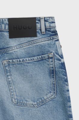 Wide-leg jeans in blue stretch denim, Light Blue