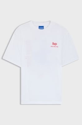 Cotton-jersey T-shirt with printed artwork, White