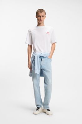 Cotton-jersey T-shirt with printed artwork, White
