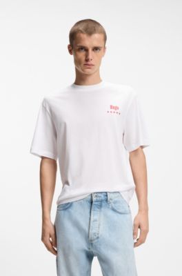 Cotton-jersey T-shirt with printed artwork, White
