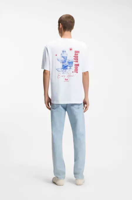 Cotton-jersey T-shirt with printed artwork