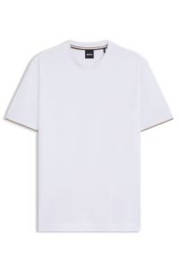 Cotton-jersey T-shirt with sleeve tipping, White