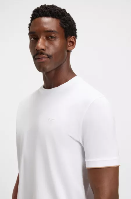 Cotton-jersey T-shirt with sleeve tipping
