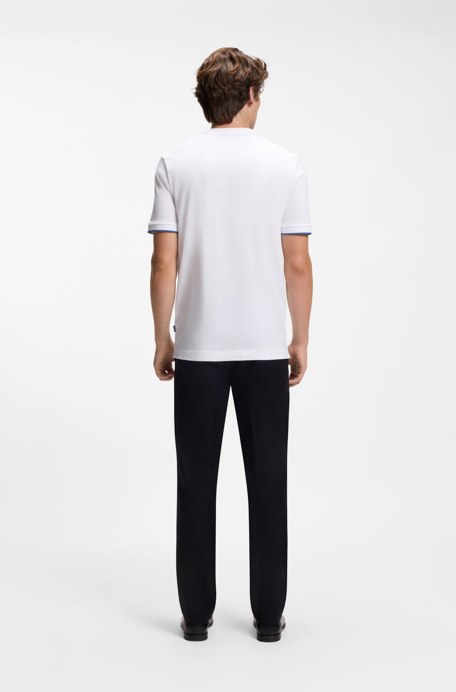 Boss Cotton T-shirt with tipped sleeve cuffs herr – bild 3