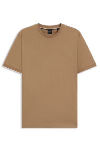 Cotton-jersey T-shirt with sleeve tipping, Beige