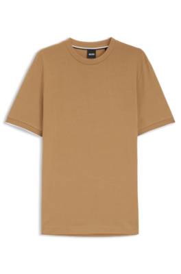 Cotton-jersey T-shirt with striped cuffs 1
