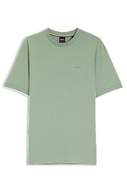 Cotton T-shirt with tipped sleeve cuffs