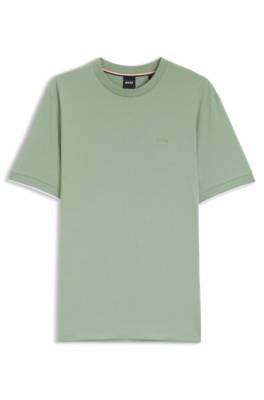 Cotton T-shirt with tipped sleeve cuffs 4