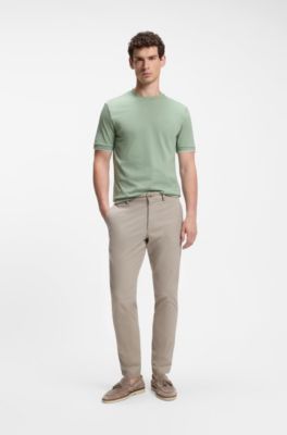Cotton T-shirt with tipped sleeve cuffs, Light Green