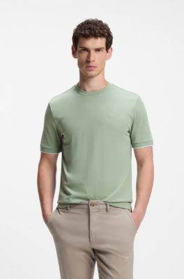Cotton T-shirt with tipped sleeve cuffs