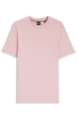 Cotton-jersey T-shirt with striped cuffs 1
