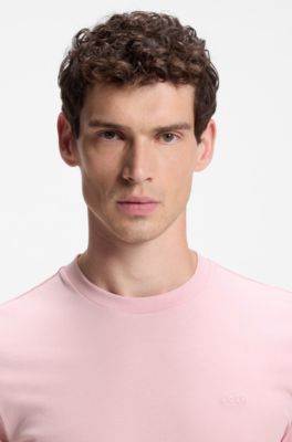 Cotton T-shirt with tipped sleeve cuffs, light pink