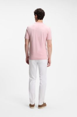Cotton T-shirt with tipped sleeve cuffs, light pink