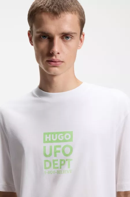 Cotton-jersey T-shirt with printed artwork